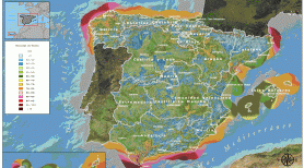 Atlas eólico de España: Ejemplo de los resultados del estudio de viento para todo el territorio nacional.