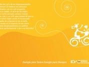 Cartel dividido en dos horizontalmente con un color amarillo superior y naranja inferior con texto y dibujo de una niña montando en una bicicleta en blanco